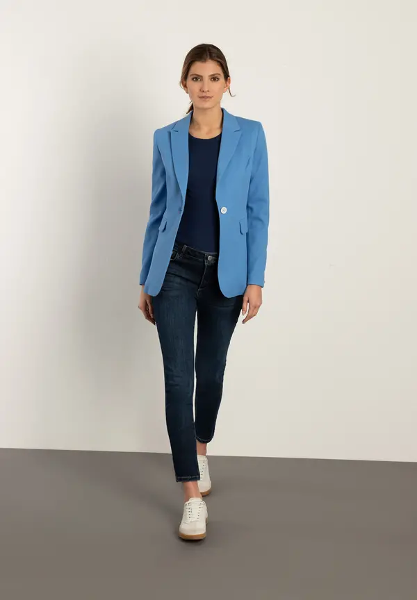 More & More strukturierter Blazer, blue breeze, Frühjahrs-Kollektion Top Angebot