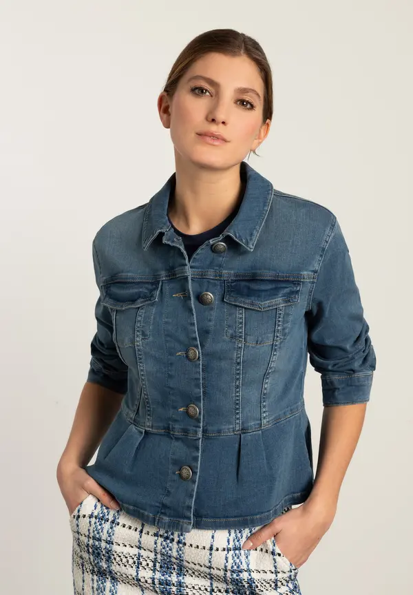More & More Jeansjacke mit Schößchen, Frühjahrs-Kollektion Neueste Mode