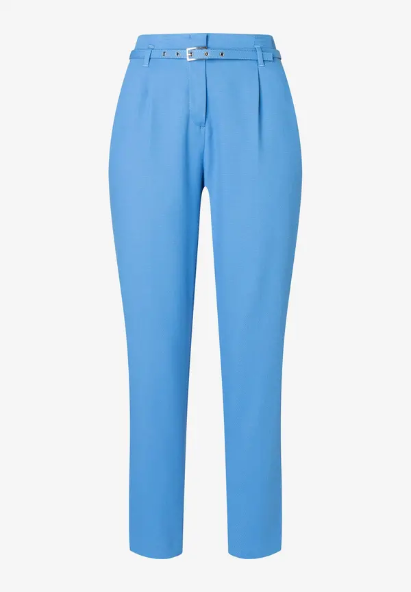 More & More strukturierte Anzughose mit Gürtel, blue breeze, Frühjahrs-Kollektion Blitzangebot