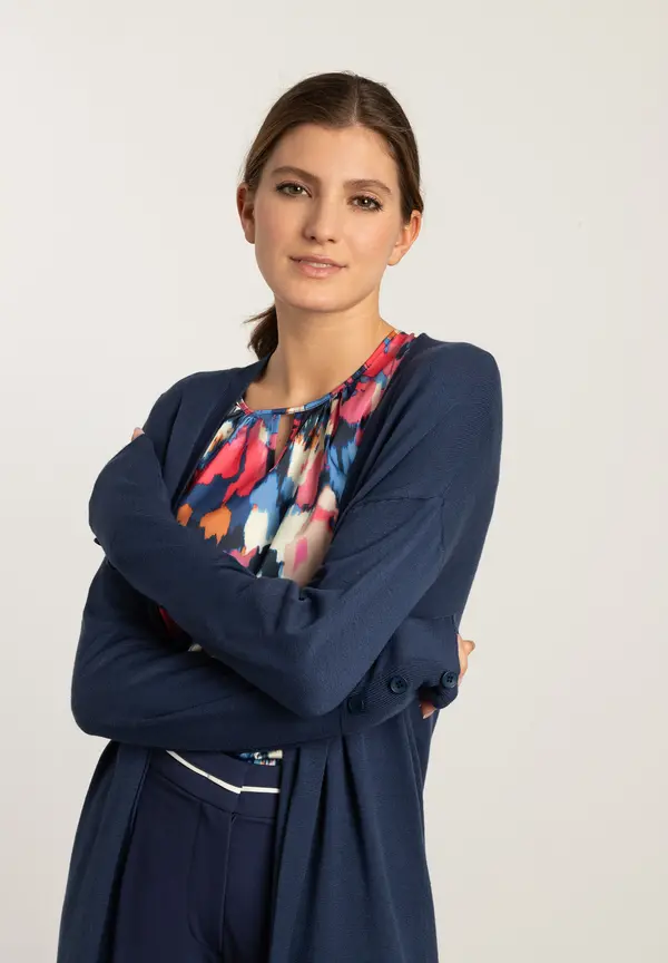 More & More langer Cardigan, estate blue, Frühjahrs-Kollektion Räumungsverkauf