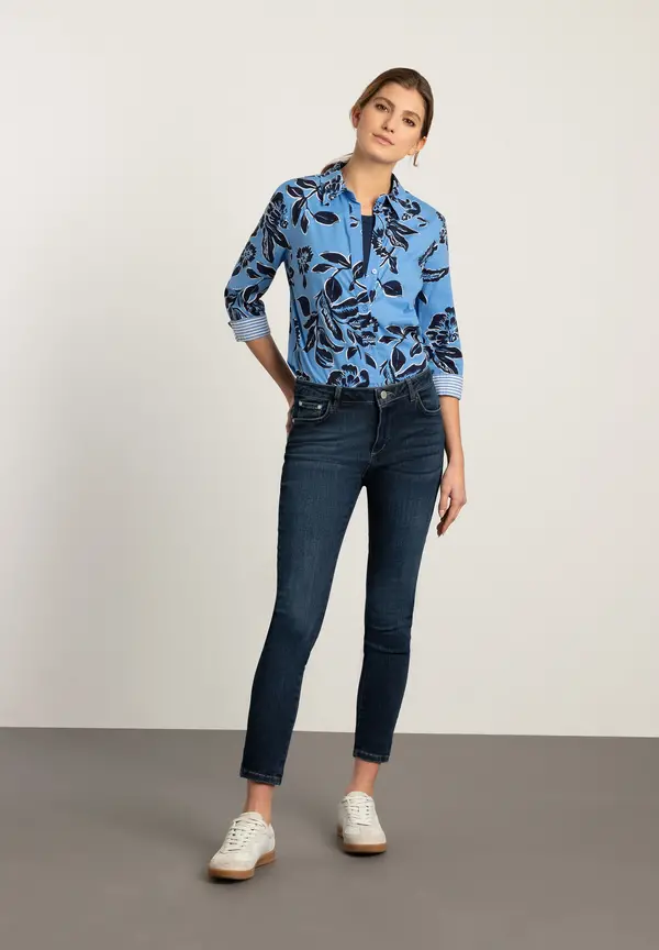 More & More Hemdbluse, Flowerprint, hellblau/marine, Frühjahrs-Kollektion Tägliche Deals