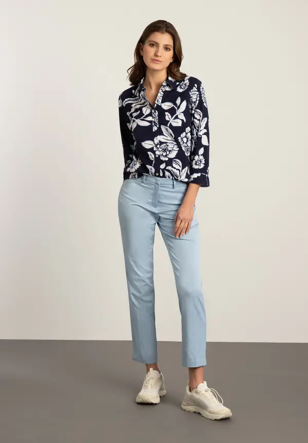 More & More Hemdbluse, Flowerprint, marine/weiß, Frühjahrs-Kollektion Wochenangebot
