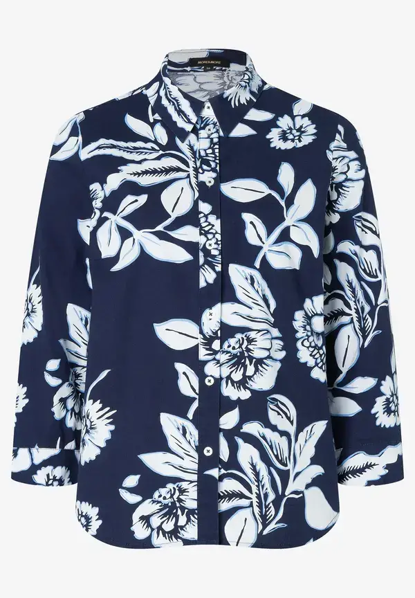 More & More Hemdbluse, Flowerprint, marine/weiß, Frühjahrs-Kollektion Wochenangebot
