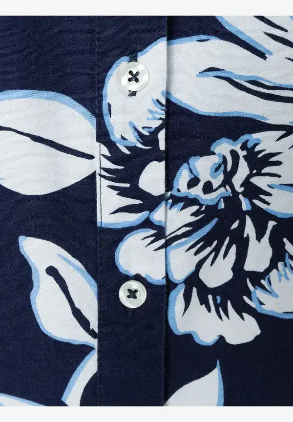 More & More Hemdbluse, Flowerprint, marine/weiß, Frühjahrs-Kollektion Wochenangebot