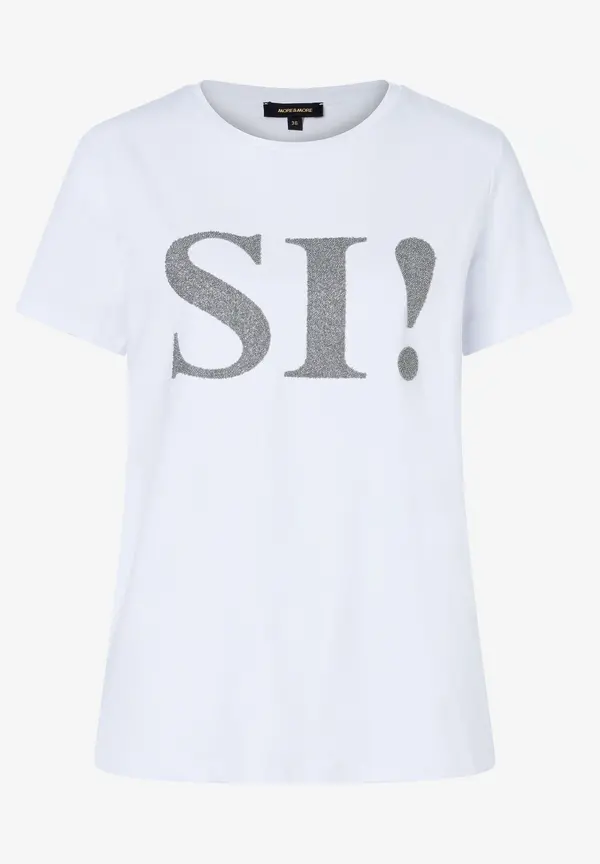 More & More T-Shirt mit Perlenaufschrift, weiß, Herbst-Kollektion Im Verkauf
