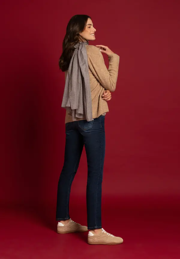 More & More Schal mit Minimal-Print, beige/schwarz/ecru, Herbst-Kollektion Auslauf