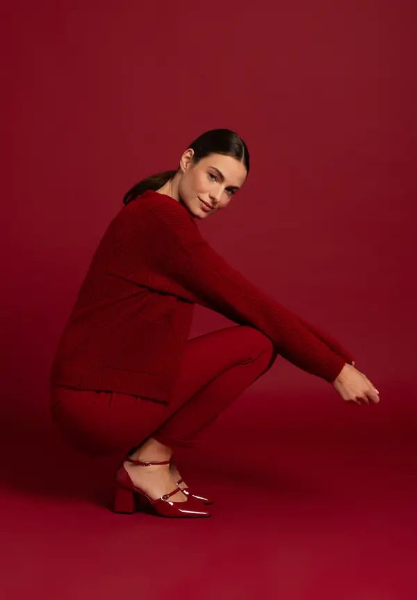More & More Rippen-Strickjacke, rot, Herbst-Kollektion im Angebot