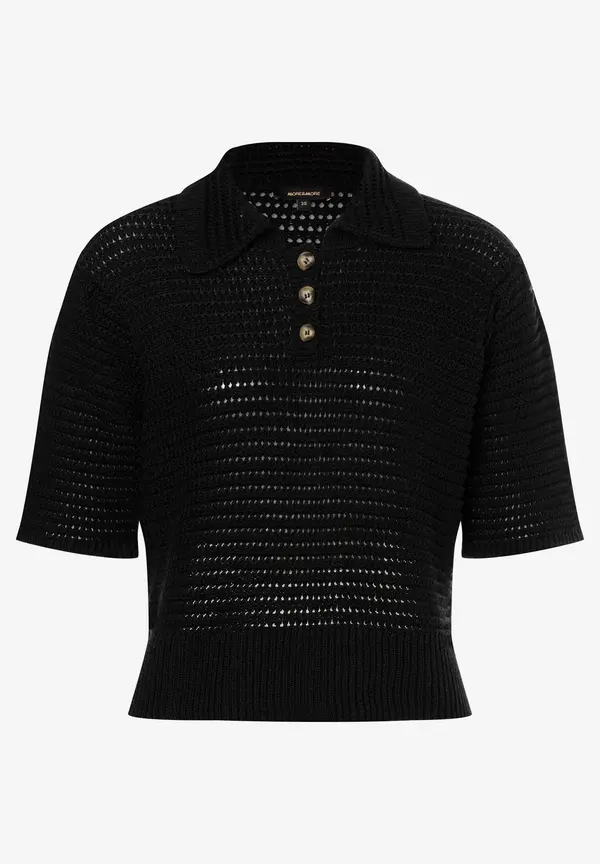More & More Ajour Pullover mit Kragen, schwarz, Frühjahrs-Kollektion Heißer Verkauf