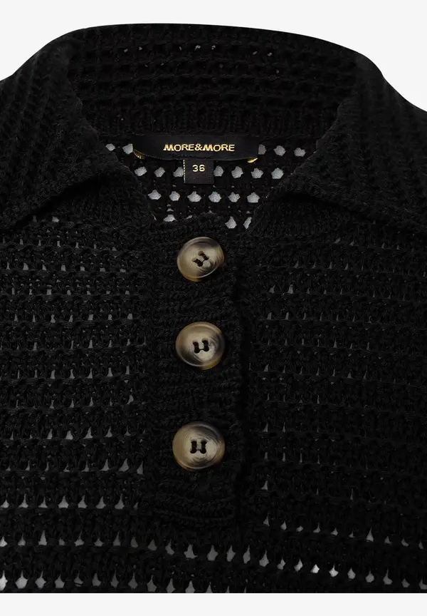 More & More Ajour Pullover mit Kragen, schwarz, Frühjahrs-Kollektion Heißer Verkauf
