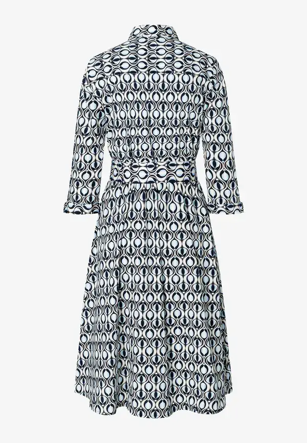 More & More Hemdblusenkleid, grafischer Print, marine/hellblau, Frühjahrs-Kollektion Tägliche Deals