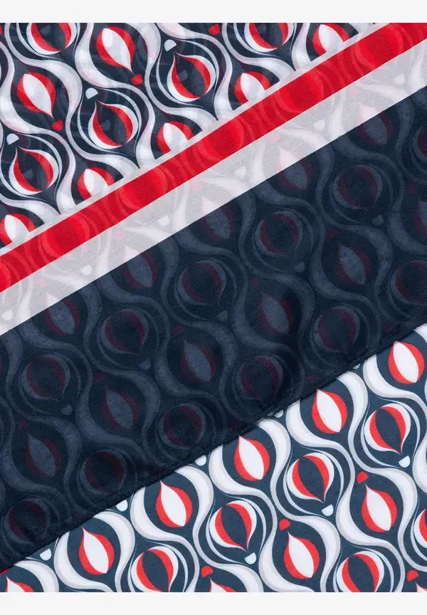 More & More Schal mit grafischem Print, marine/rot, Frühjahrs-Kollektion 50% Rabatt mit kostenlosem Versand