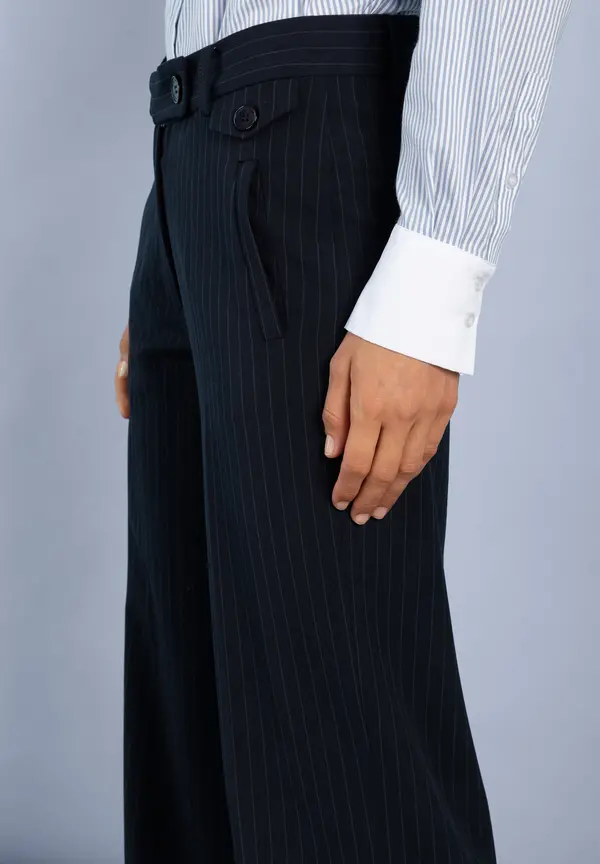 More & More weite Nadelstreifenhose, marine Sonderangebot