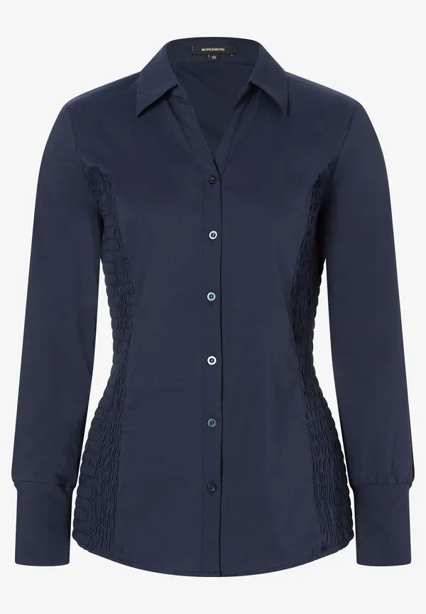 More & More Hemdbluse mit Smok-Einsatz, marine Vatertagsangebot