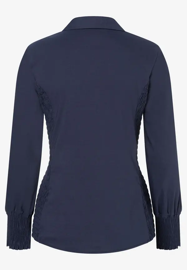 More & More Hemdbluse mit Smok-Einsatz, marine Vatertagsangebot