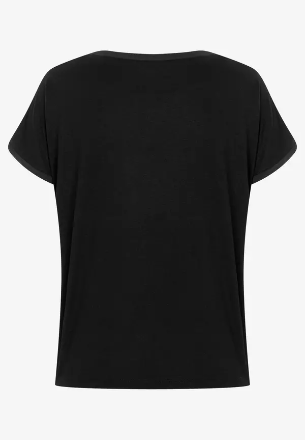 More & More T-Shirt mit Chiffonkante, schwarz, Frühjahrs-Kollektion Große Rabatte
