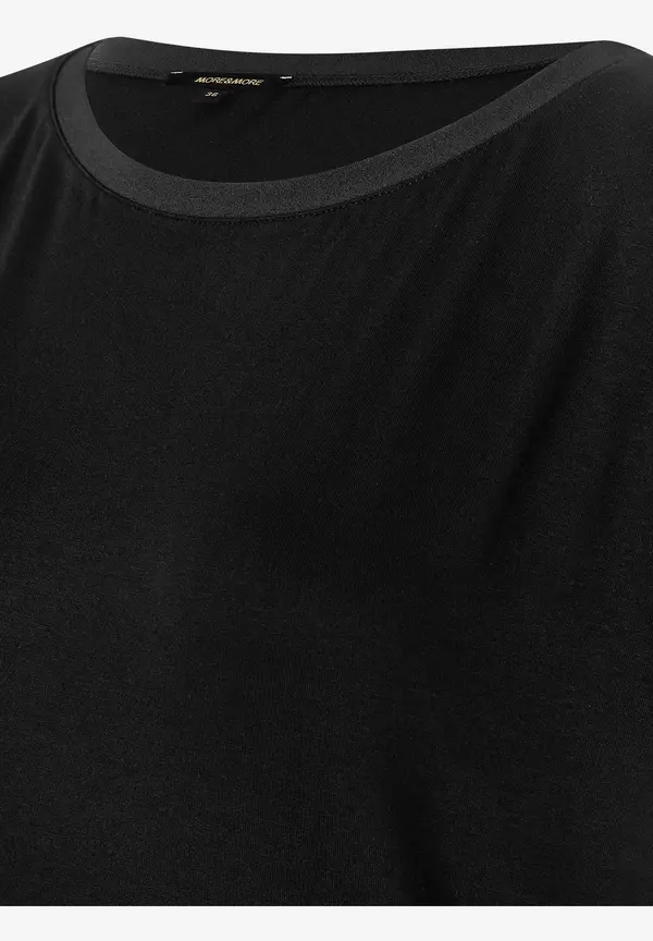 More & More T-Shirt mit Chiffonkante, schwarz, Frühjahrs-Kollektion Große Rabatte
