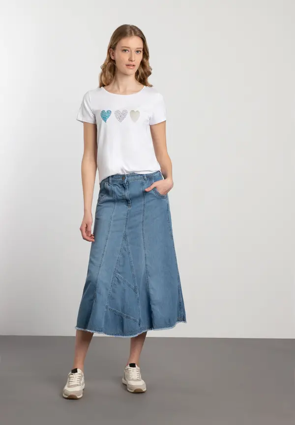 More & More T-Shirt mit Herz-Print, weiß, Frühjahrs-Kollektion Tägliche Deals