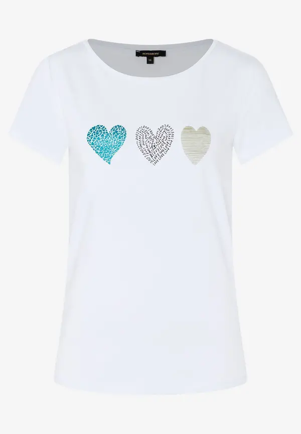 More & More T-Shirt mit Herz-Print, weiß, Frühjahrs-Kollektion Tägliche Deals