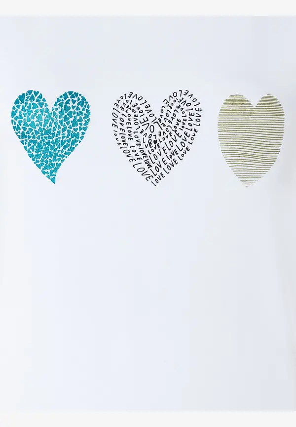 More & More T-Shirt mit Herz-Print, weiß, Frühjahrs-Kollektion Tägliche Deals
