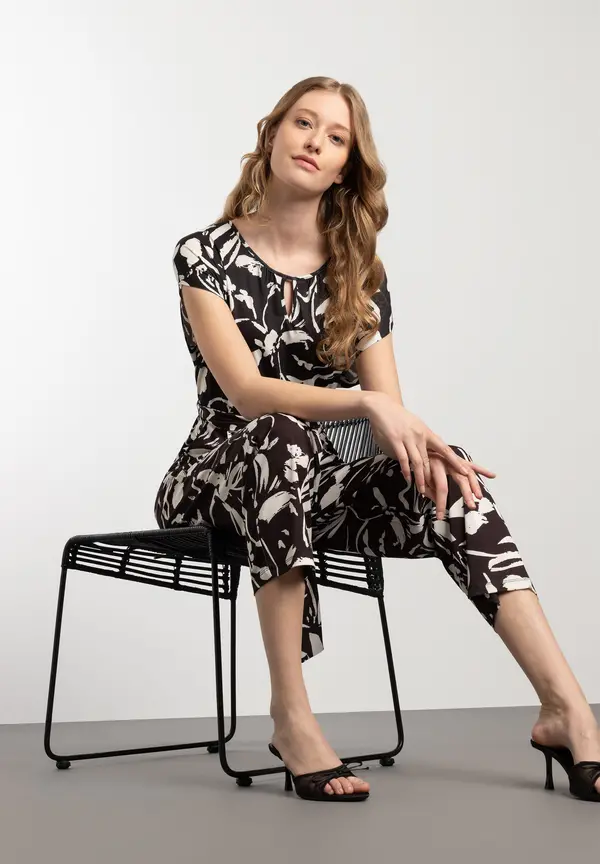 More & More Jersey Jumpsuit, schwarz/ecru, Frühjahrs-Kollektion Super Sparpreis