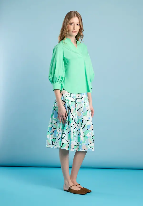 More & More Baumwoll/Stretch Bluse, march green, Frühjahrs-Kollektion Bis zu 50% Rabatt