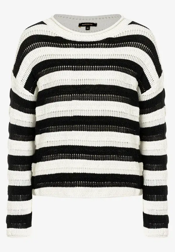 More & More Pullover, schwarz/weiß gestreift, Frühjahrs-Kollektion zollfrei