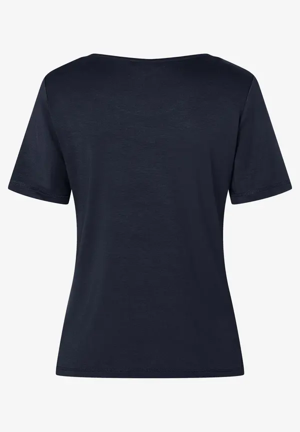 More & More T-Shirt mit Zierkante, marine Schlussverkauf