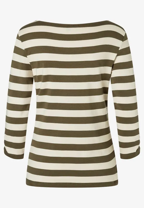More & More Streifenshirt, oliv/ecru Flash Sale