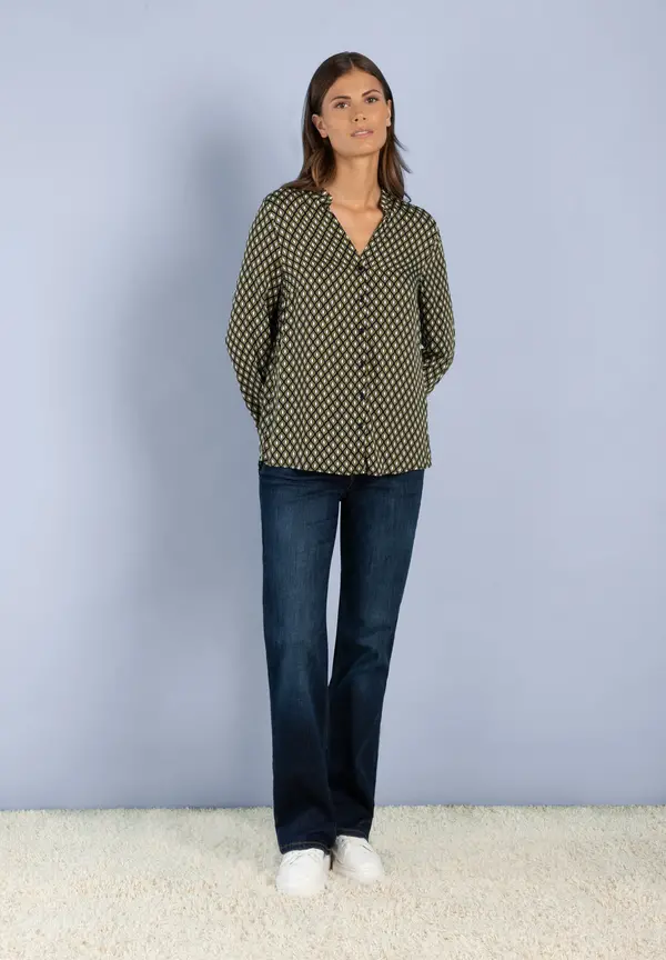More & More Printbluse, grün/ecru/marine Top Angebot