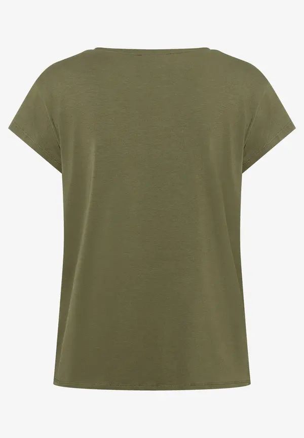 More & More T-Shirt mit Strass-Schriftzug, oliv Kauf eins, bekomm eins gratis