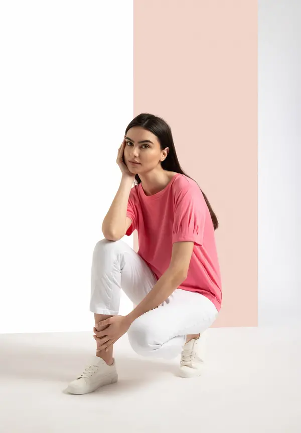 More & More Shirt mit Faltendetail, sorbet pink, Sommer-Kollektion Super Rabatt