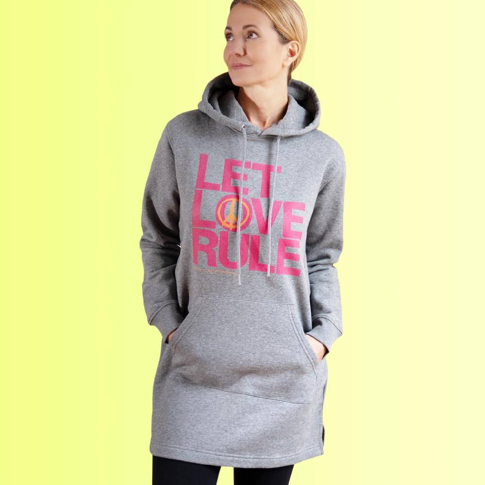 Natural Born Yogi Let Love Rule pink – Sweatshirt Hoodie-Kleid Preisnachlass