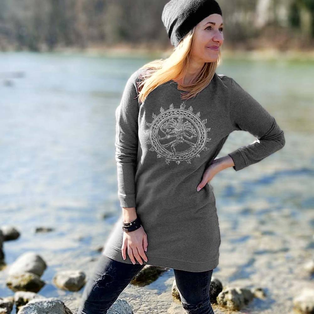 Natural Born Yogi Shiva Fever – Sweatshirt Kleid grau Vatertagsangebot
