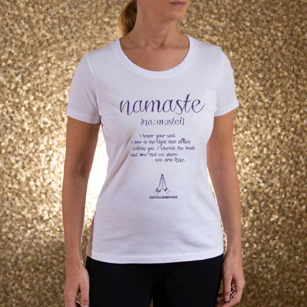 Natural Born Yogi Namaste Love – T-Shirt weiß Sonderangebote