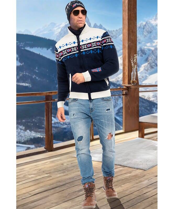 Nebulus Norweger Strickjacke mit Teddyfell CANADIAN Herren Online Shopping