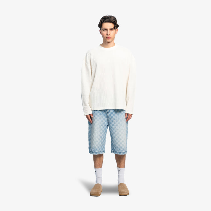 Pequs Aether Monogram Denim Jorts Bis zu 50% Rabatt
