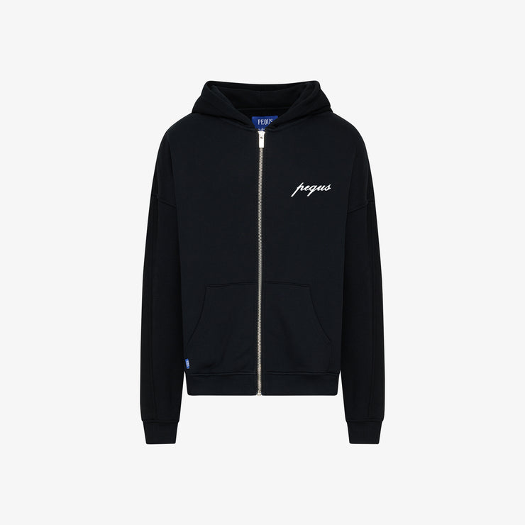 Pequs Scripted Chest Logo Zip Hoodie Verkauf