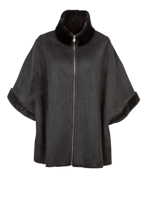 Petite M. Cape zum Wenden in Lammfell Imitat Schwarz Fabrik Onlineshop