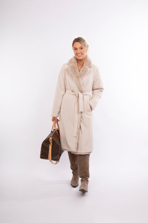 Petite M. Kunstfell Trenchcoat zum Wenden in Creme Online Shopping