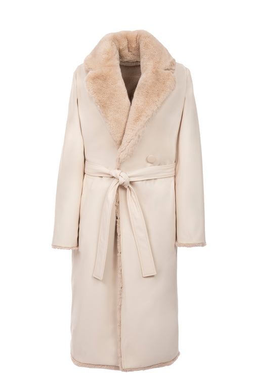 Petite M. Kunstfell Trenchcoat zum Wenden in Creme Online Shopping