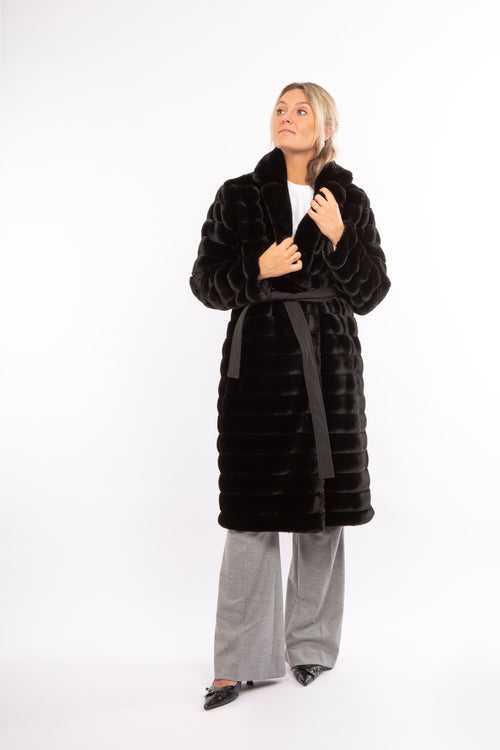 Petite M. Kunstfell Trenchcoat in Schwarz Exklusivangebot
