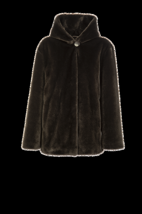 Petite M. Kunstpelzjacke in Dark Taupe Lagerräumung
