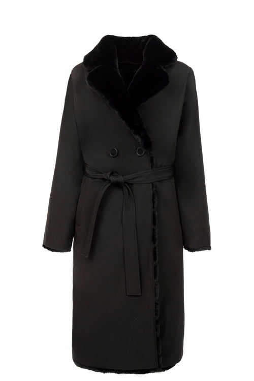 Petite M. Kunstfell Trenchcoat in Schwarz Sonderangebote