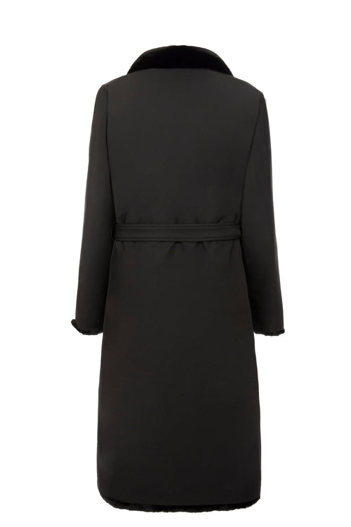 Petite M. Kunstfell Trenchcoat in Schwarz Sonderangebote