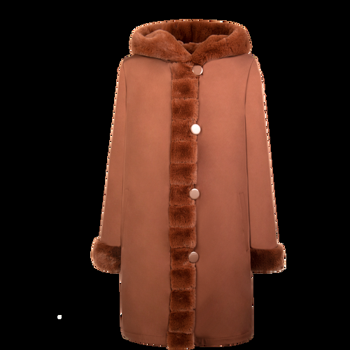 Petite M. Wendemantel mit Kapuze in Kunstfell und Microfaser, Farbe Cognac JETZT KAUFEN