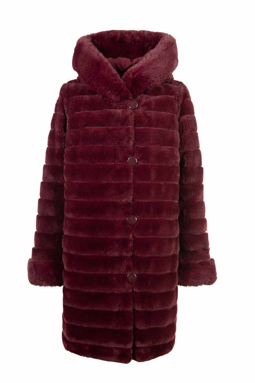 Petite M. Wendemantel mit Kapuze in Kunstfell und Microfaser, Farbe Weinrot Neueste Stile
