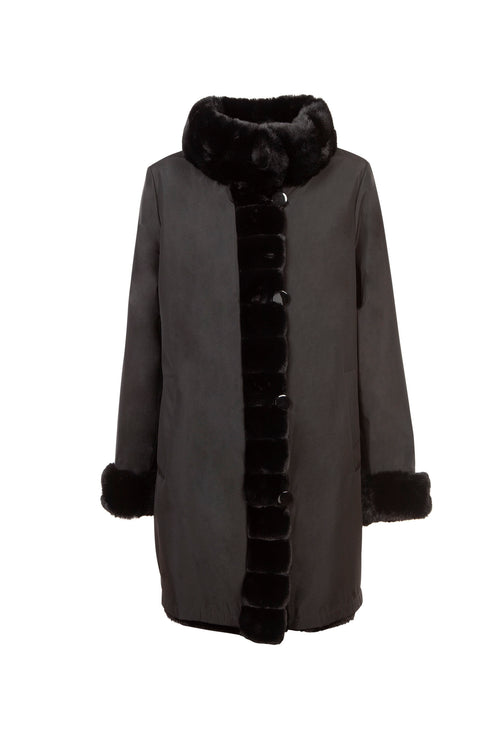 Petite M. Kunstpelz Jacke zum Wenden Schwarz Bis zu 60% Rabatt