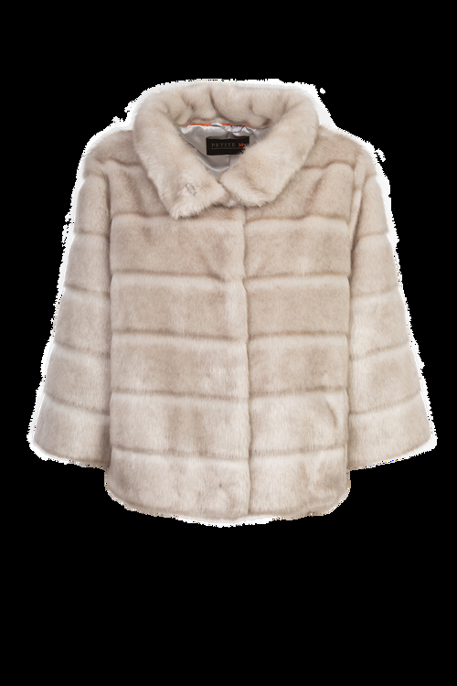 Petite M. Kurze Kunstpelzjacke in Silbergrau Sonderangebot der Fabrik