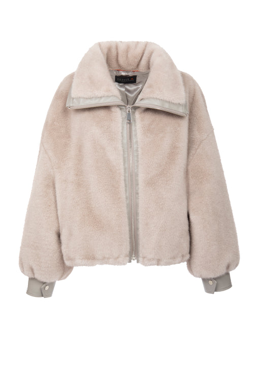 Petite M. Kunstpelz Bomberjacke in Silbergrau 50% Rabatt mit kostenlosem Versand