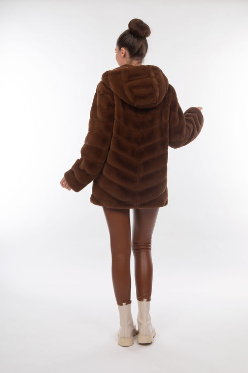 Petite M. Kunstpelz Jacke mit Reissverschluss und Kapuze Kostenloser Versand international